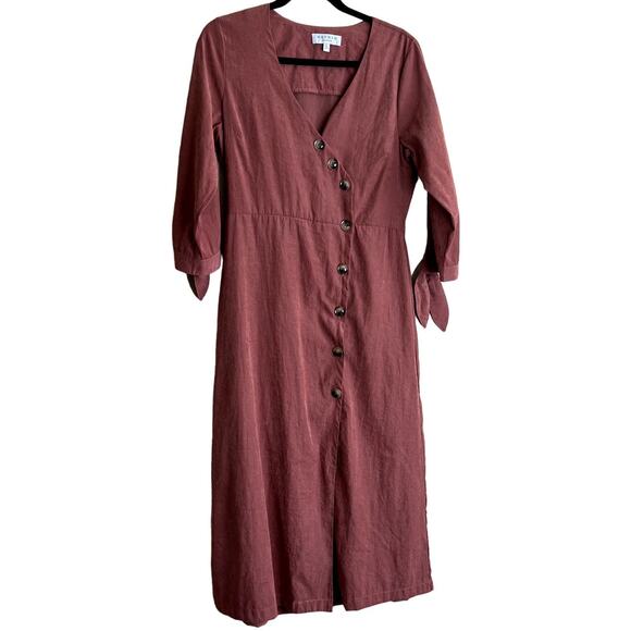 Hayden Women Size Medium V-Neck Shift Dress Button Prairie Cottagecore Boho - Picture 3 of 14